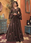 Maroon Colour Fancy Designer Stylish Wedding Wear Heavy Cotton Feel Muslin Latest Worked Heavy Readymade Gown Collection 912